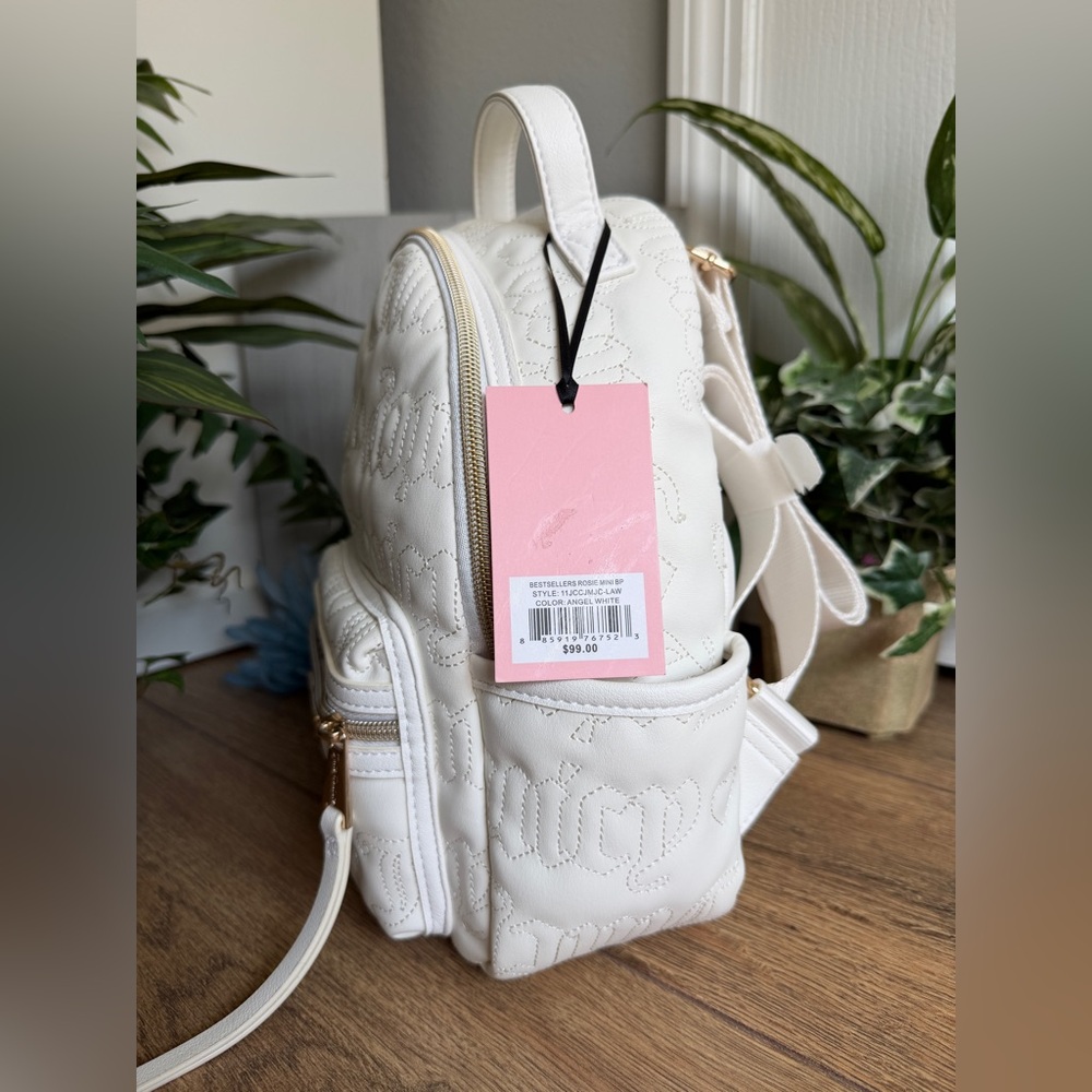 Juicy Couture Rosie Vegan Leather Angel White & Gold Mini Backpack - Picture 6 of 11